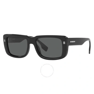 Burberry Jarvis Dark Grey Rectangular Men's Sunglasses Be4376u 300187 55 In Black / Dark / Grey
