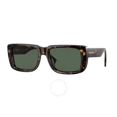 Burberry Jarvis Green Rectangular Men's Sunglasses Be4376u 300271 55 In Dark Green
