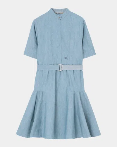 Burberry Jean Denim Belted Dress In Blue