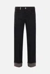 Burberry Cotton Blend Trouser With Metal Belt Loop In Blue
