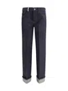 Burberry Cotton Blend Trouser With Metal Belt Loop In Blue