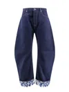 Burberry Cotton Jeans With Floral Print In Blue