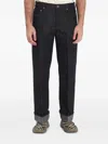 Burberry Straight Leg Rolled Cuff Denim Trousers In Black
