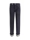 Burberry Cotton Blend Trouser With Metal Belt Loop In Blue