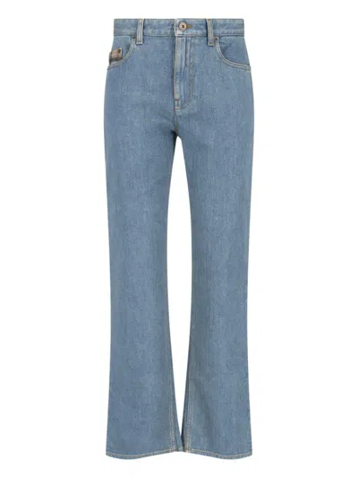 Burberry Straight Trousers Belt Loops Back Side Pockets In Blue