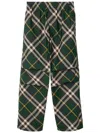 Burberry Men's Check Pattern Trousers With Elastic Waist And Drawstring In Green
