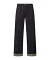 Burberry Straight Leg Rolled Cuff Denim Trousers In Black