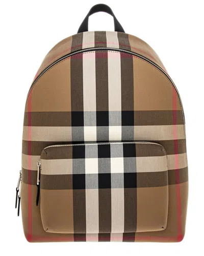 Burberry Jeff Check Canvas & Leather Backpack In Brown