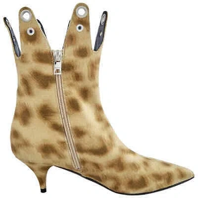 Pre-owned Burberry Jermaine Leopard Print Eyelet Detail Ankle Boots In Brown