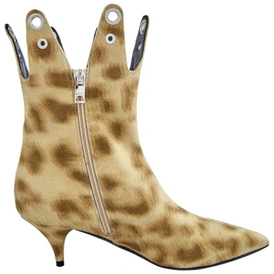 Burberry Jermaine Leopard Print Eyelet Detail Ankle Boots In Leopard Fabric