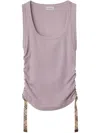 Burberry Ruched Drawstring Cotton Tank Top In ピンク