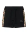 Burberry Cotton Shorts With Check Trims For Kids In Black