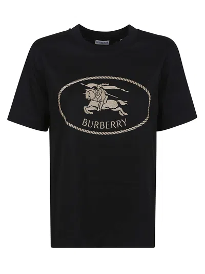 Burberry Black T-shirt With Equestrian Knight Design