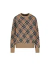 Burberry Wool Blend Sweater With Embroidered Check Pattern
