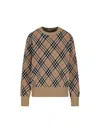 Burberry Wool Blend Sweater With Embroidered Check Pattern