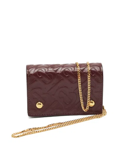 Pre-owned Burberry Jessie Tb Monogram Cross Body Card Case In Red