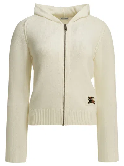 Burberry Jillian Zip-up Hooded Sweater In Neutral