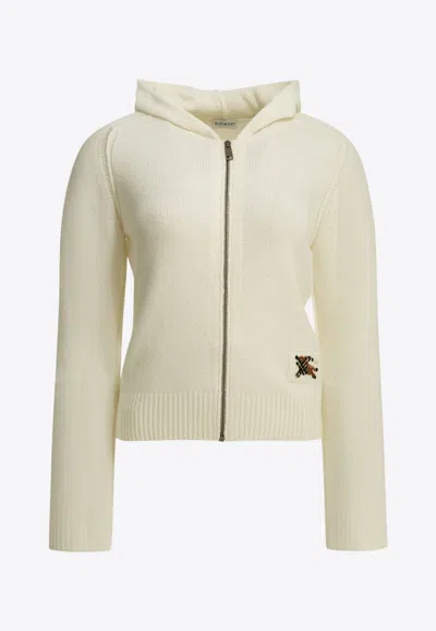 Burberry Jillian Zip-up Hooded Sweater In Neutral