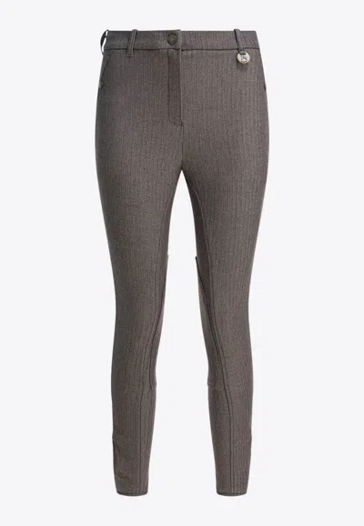 Burberry Jodhpur Herringbone Slim Pants In Brown