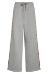 Burberry Jodie Check Taped French Terry Sweatpants In Gray