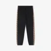 Burberry Black Jogging Trousers With Check Motif Detail
