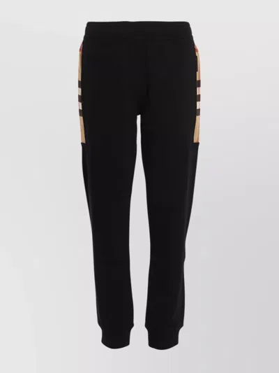 Burberry Joggers With Side Stripes And Cuffs In Black