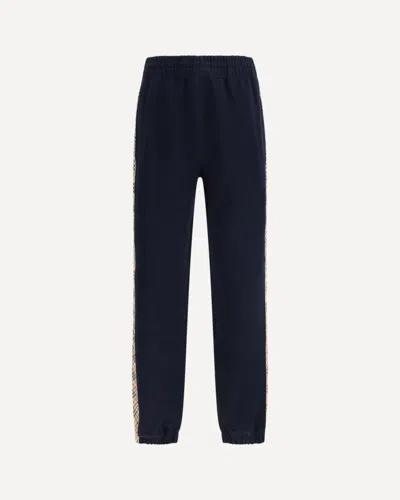 Burberry Jogging Pants Feature Signature  Check Tape Along The Sides In Blue