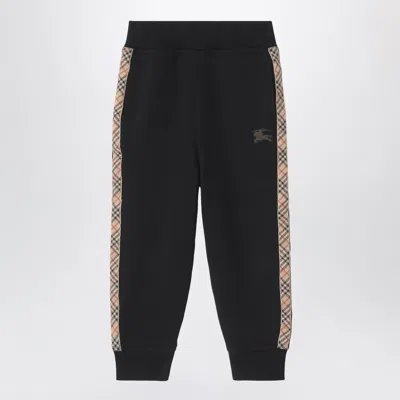 Burberry Jogging Trousers With Check Motif Detail In Black