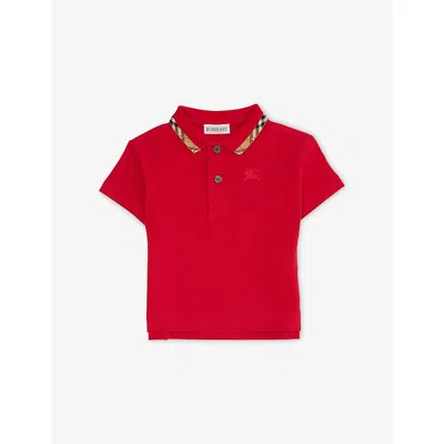 Burberry Kids' Johane Cotton Polo Shirt 6 Months-3 Years Bright Red In Multi