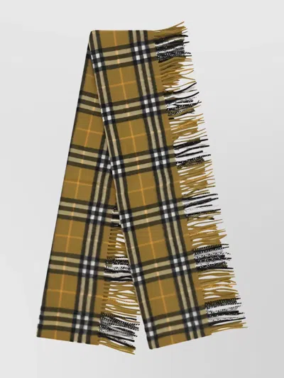 Burberry Joyful Check Print Fringed Scarf In Brown