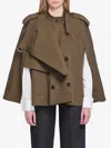 Burberry Cotton Cape With Traditional Check Lining