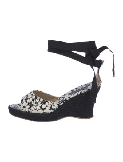 Pre-owned Burberry Jute Floral Print Espadrilles In Blue