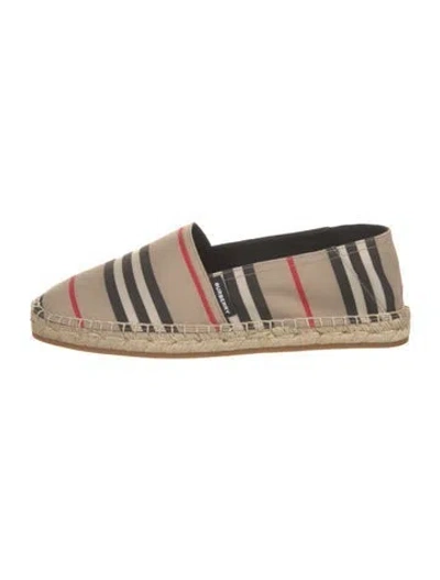 Pre-owned Burberry Jute Striped Espadrilles In Brown