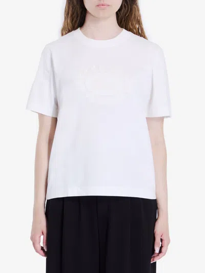 Burberry Jwear Mc Natural T-shirt Embroidered Logo In Chalk