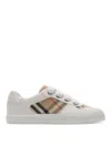 Burberry Leather & Cotton Strap Sneakers In White