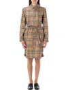 Burberry Check Cotton Shirt Dress In Multi
