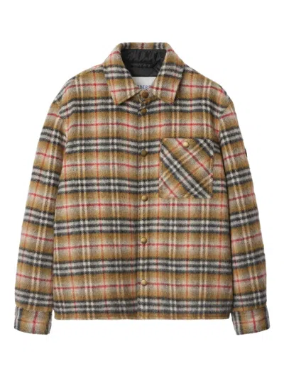 Burberry Check Pattern Button-up Shirt With Chest Pocket In Multi