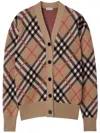 Burberry Checkered Wool-mohair Blend Cardigan In Braun