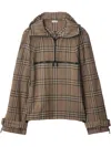 Burberry Half-zip Jacket With Check Pattern In Silk Blend Men In Nude