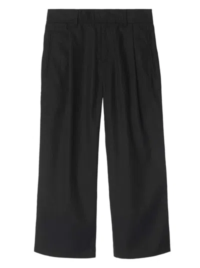 BURBERRY PANTALONI MORBIDI CARVEN CON RICAMO EKD IN MISTO COTONE NERO BAMBINO