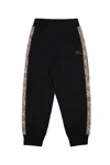 Burberry Jackson Check Trim Cotton Jogging Pants In Black
