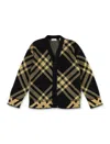 Burberry Kids Check-pattern V-neck Cotton Cardigan In Yellow Ip Check