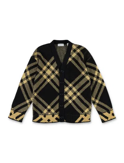 Burberry Kids'  Check棉质开衫 In Black