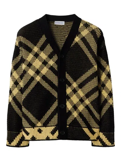 Burberry Kids' Kb5 Baile Chk Cardi In Yellow