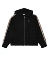 Burberry Clyde Check-print-panel Cotton-jersey Hoody 4-14 Years Black In Black