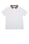 Burberry Boys Johane Check Collar Polo Shirt In White