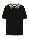 Burberry Black Cotton Polo Shirt In Black