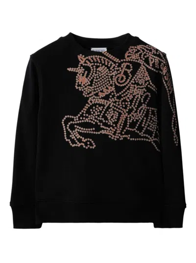 BURBERRY BLACK CREWNECK SWEATSHIRT WITH EKD LOGO IN COTTON BOY