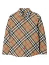 Burberry Beige Shirt With Check Motif In Cotton Boy In Sand
