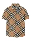 Burberry Beige Short Sleeve Shirt With Check Motif In Cotton Boy In Multicolor